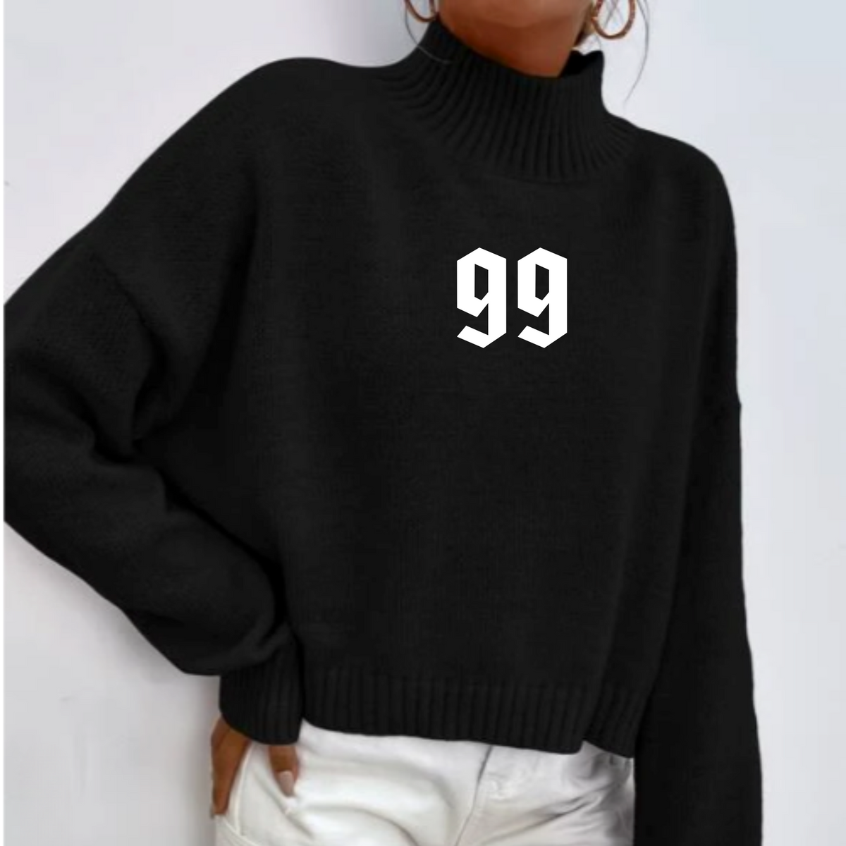 MOCK NECK DROP SHOULDER SWEATER