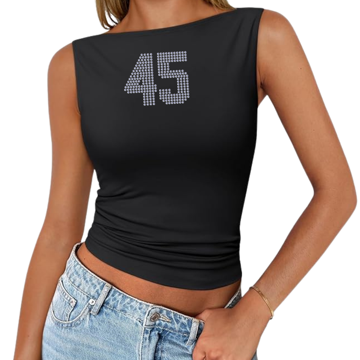 TRENDY BLING - HIGHT NECK ACROSS TANK TOP