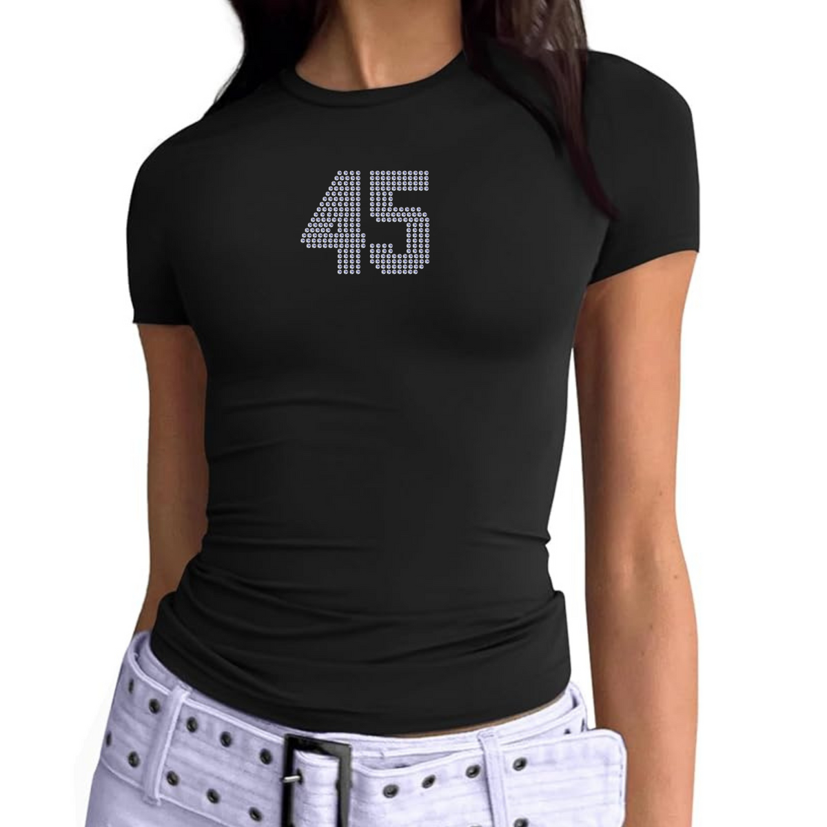 TRENDY BLING - HIGH NECK FITTED TEE