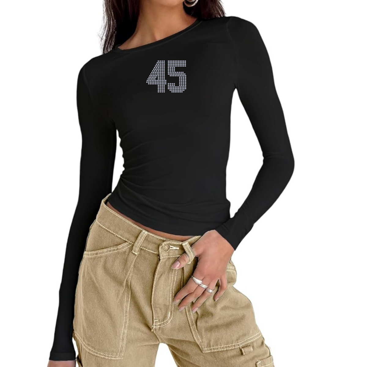 TRENDY BLING - HIGH NECK FITTED LONG SLEEVE