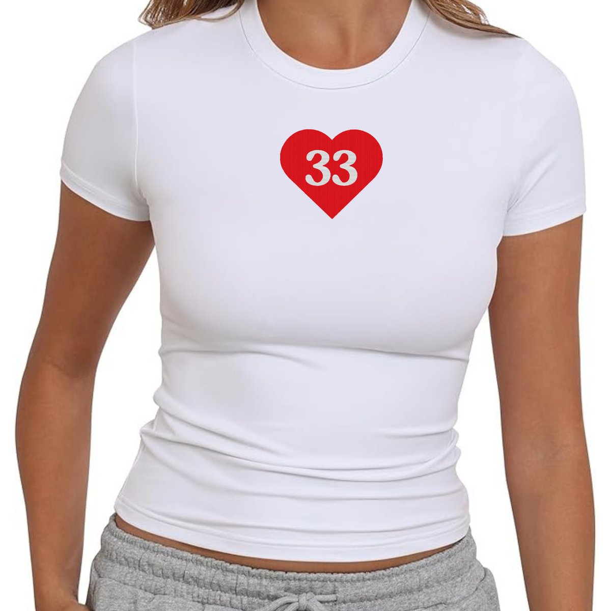 #1 IN MY HEART FITTED TEE - EMBROIDERY