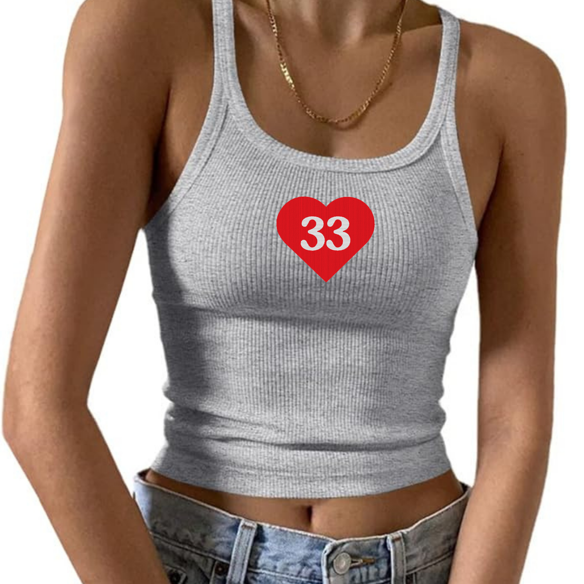 #1 IN MY HEART SLEEVELESS RIBBED TANK TOP - EMBROIDERY