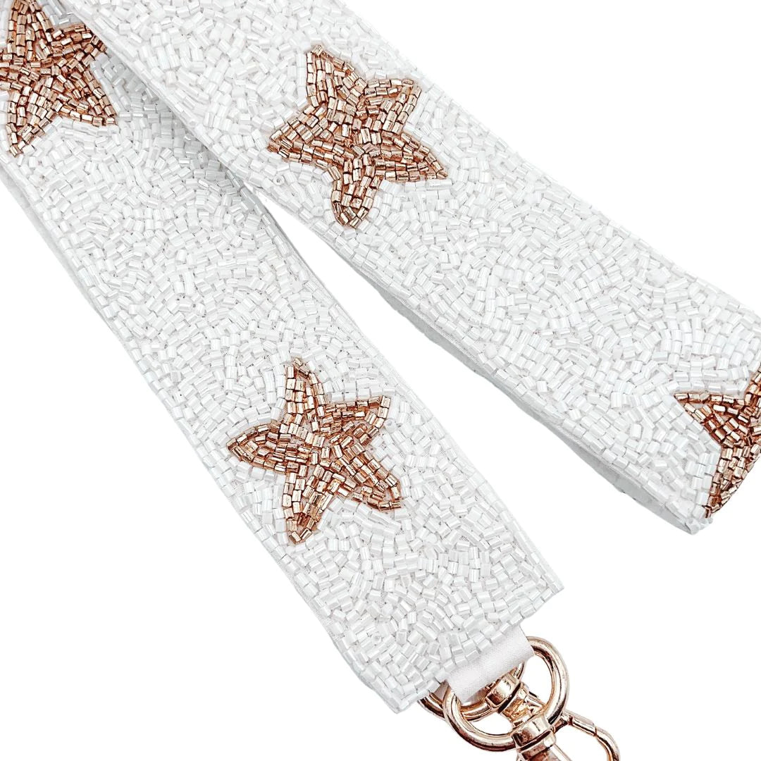 WHITE/GOLD STAR BEADED STRAP