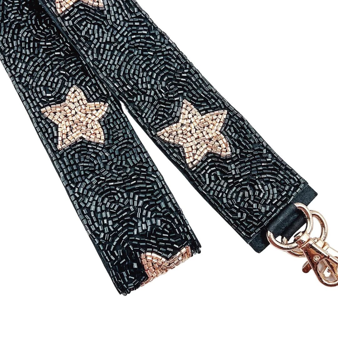 BLACK/GOLD STAR BEADED STRAP