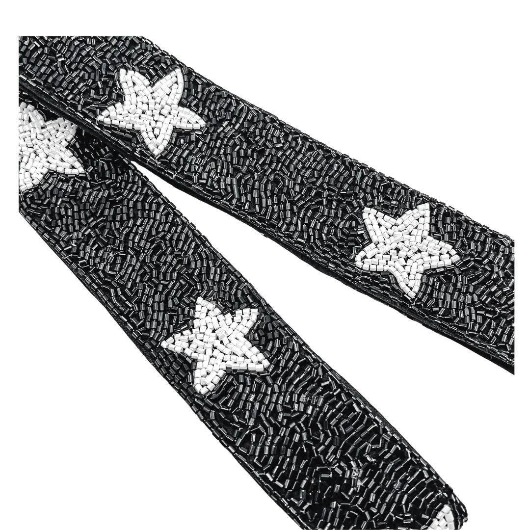 BLACK/WHITE STAR BEADED STRAP