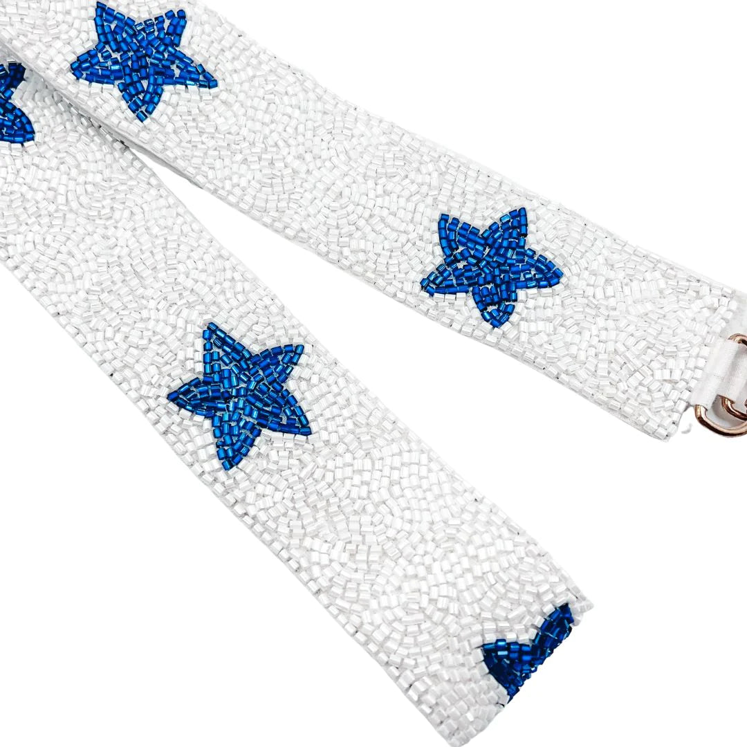 WHITE/BLUE STAR BEADED STRAP